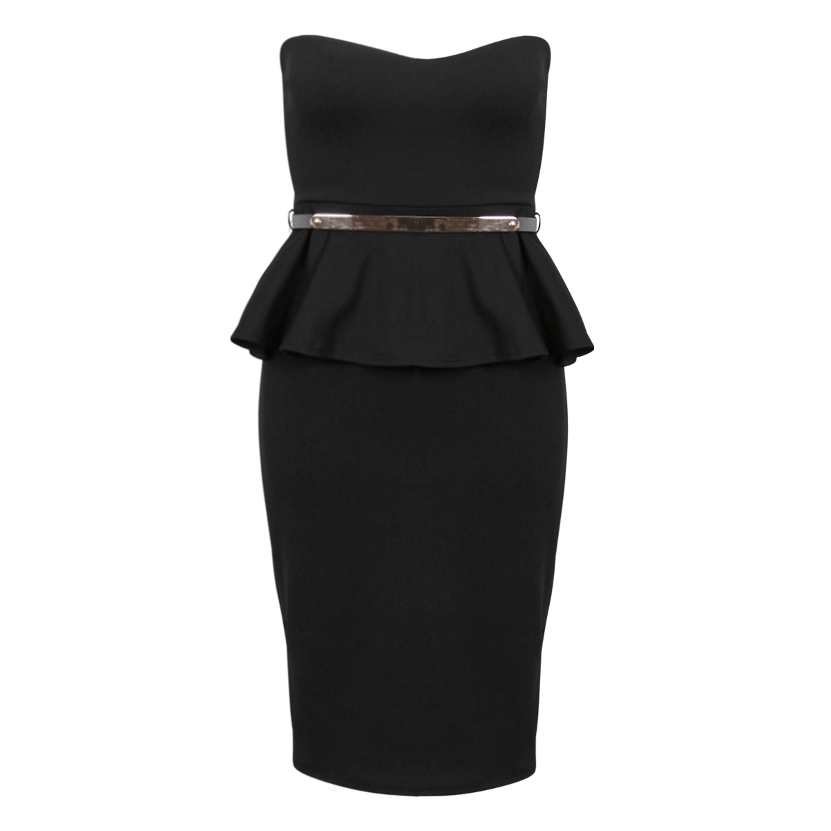 Black Belted Peplum Dress Preview
